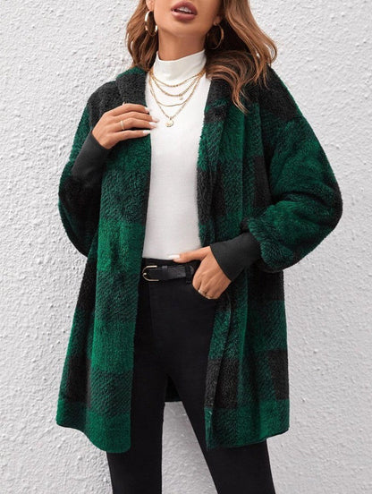 Women's long plaid coat made of soft material NOVAE