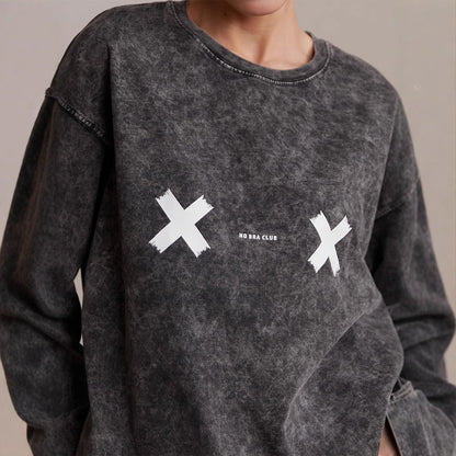 Women's casual sweatshirt with creative graphic print NOVAE