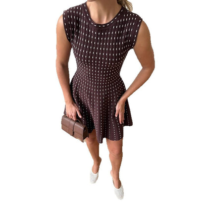 Women's knit dress with elegant rib pattern and feminine silhouette NOVAE
