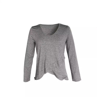 Women's sophisticated V-neck top with asymmetrical hem NOVAE