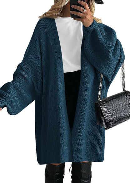 Women's Casual Knit Coat with Deep V-Neck and Wide Sleeves NOVAE