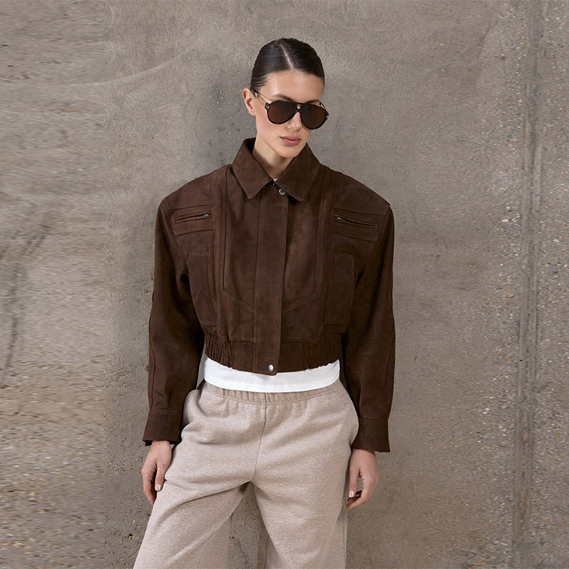 Women's snack leather jacket with a relaxed fit NOVAE