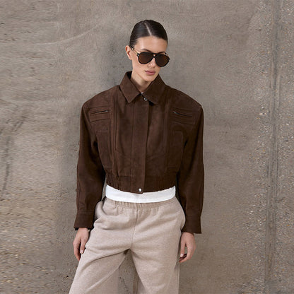 Women's snack leather jacket with a relaxed fit NOVAE