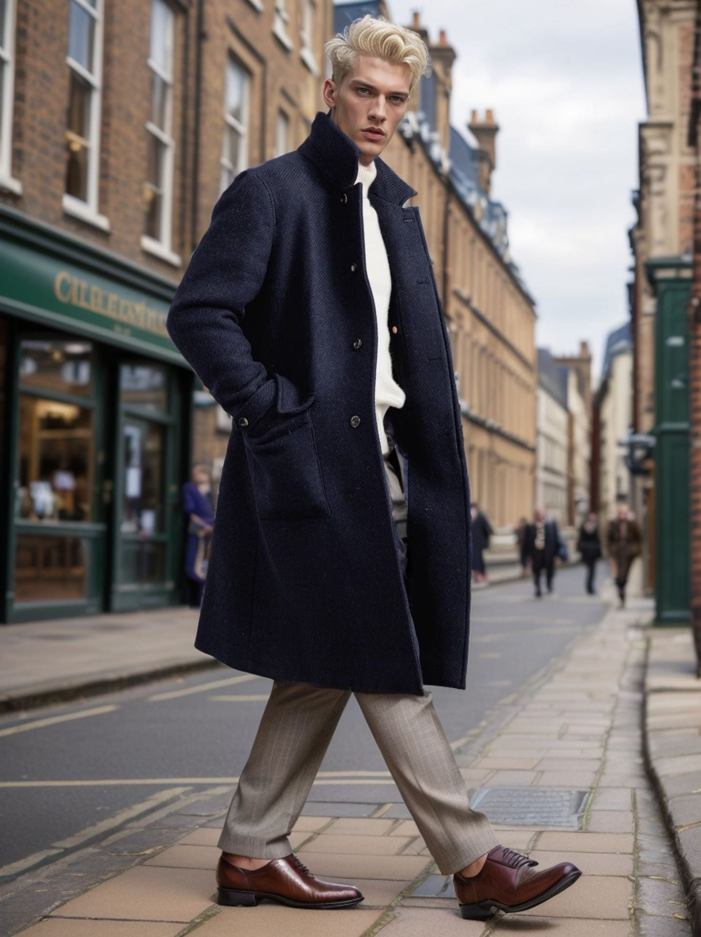 Men's elegant wool peacoat NOVAE