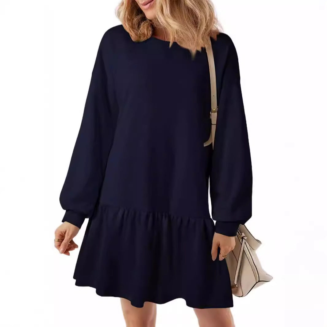 Women's casual sweatshirt dress with voluminous sleeves and ruffle detail NOVAE