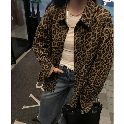 Women's oversized shirt jacket in fashionable leopard print NOVAE