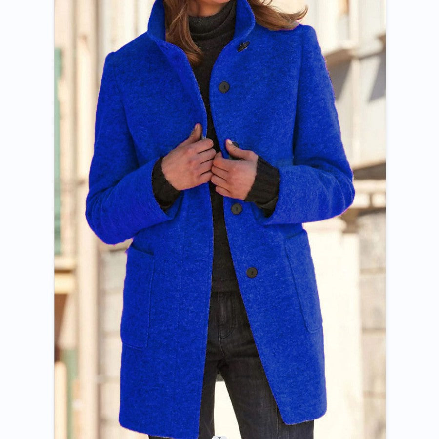 Women's elegant wool coat with a modern cut and practical pockets NOVAE