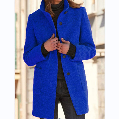 Women's elegant wool coat with a modern cut and practical pockets NOVAE