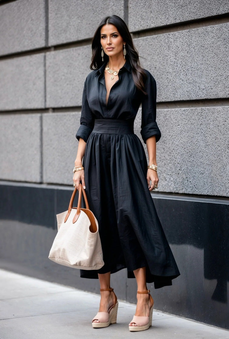 Women's shirt dress with asymmetrical hem and tailored cut NOVAE