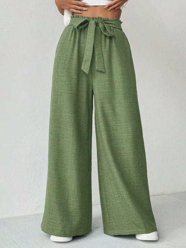 Women's wide-leg trousers with adjustable waistband NOVAE