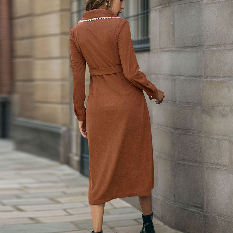 Women's shirt dress with elegant button placket and chic waist belt NOVAE
