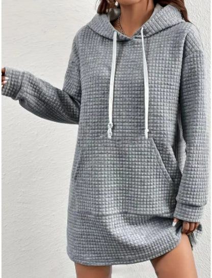 Women's hoodie dress with practical kangaroo pocket and modern knit design NOVAE