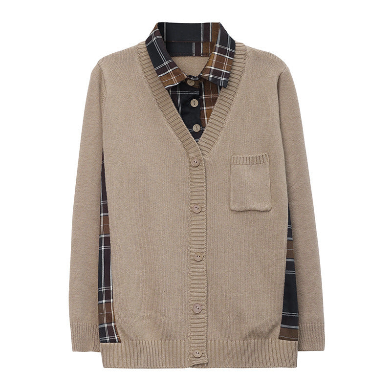 Women's cardigan with V-neck and practical chest pocket NOVAE