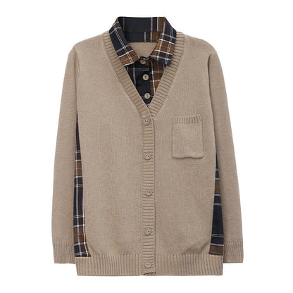 Women's cardigan with V-neck and practical chest pocket NOVAE