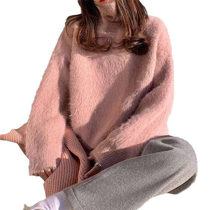 Women's Fluffy Loose Fit High Collar Sweater NOVAE
