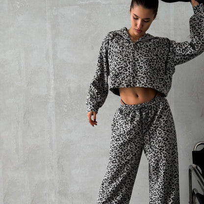 Women's Cotton Loungewear Set with Leopard Design NOVAE