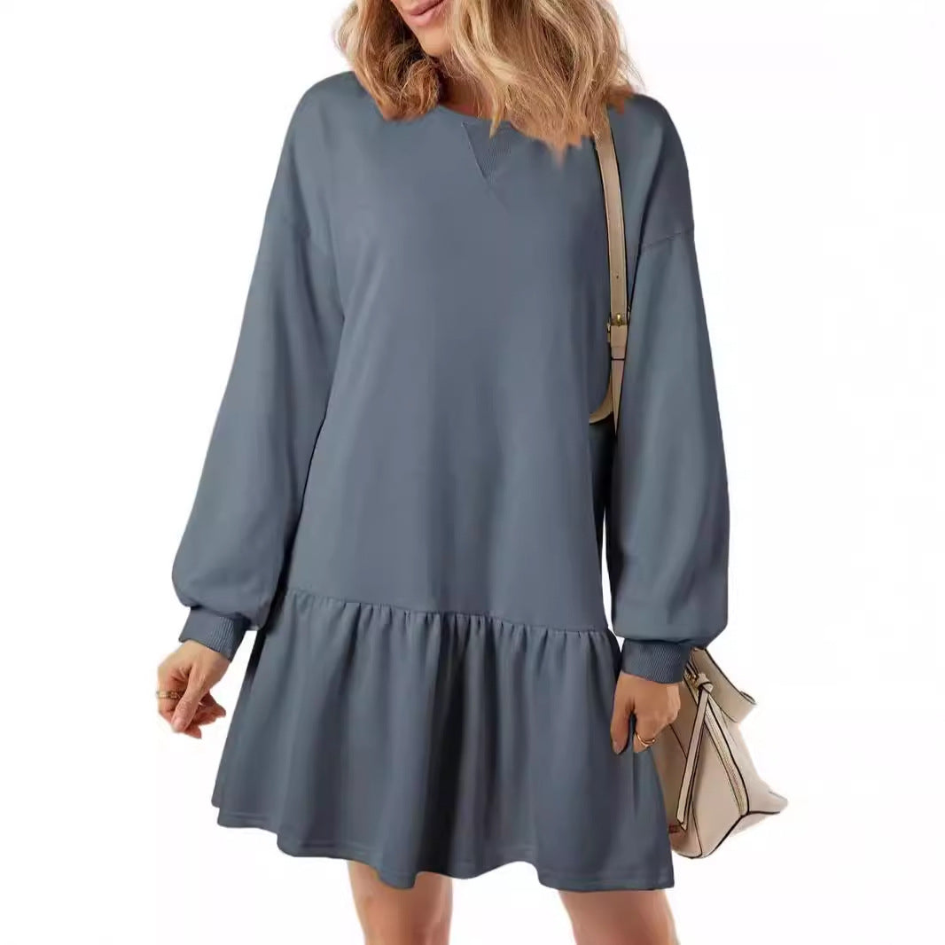 Women's casual sweatshirt dress with voluminous sleeves and ruffle detail NOVAE
