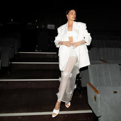 Women's transparent skirt with delicate floral details and elegant cut NOVAE