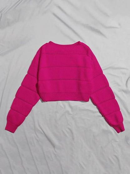 Women's trendy knit sweater with structured ribbed look and cropped cut NOVAE