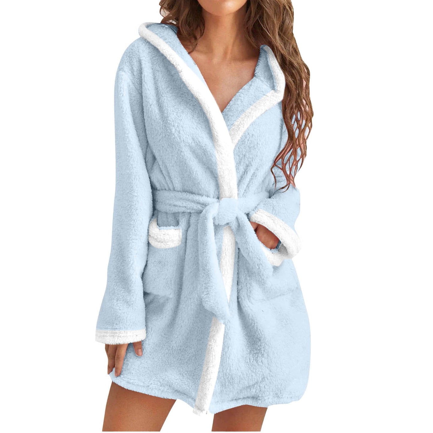 Women's Cozy Bathrobe with Soft Sherpa Lining and Practical Pockets NOVAE