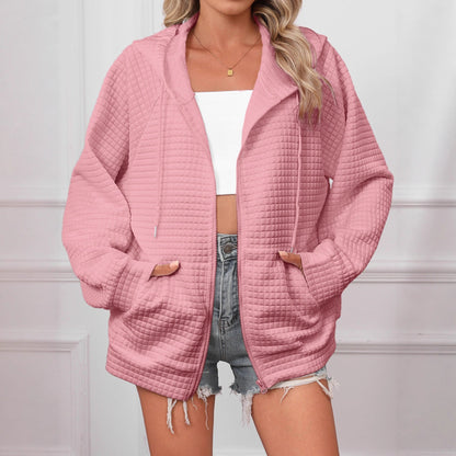 Women's Oversized Hooded Jacket in Textured Material NOVAE