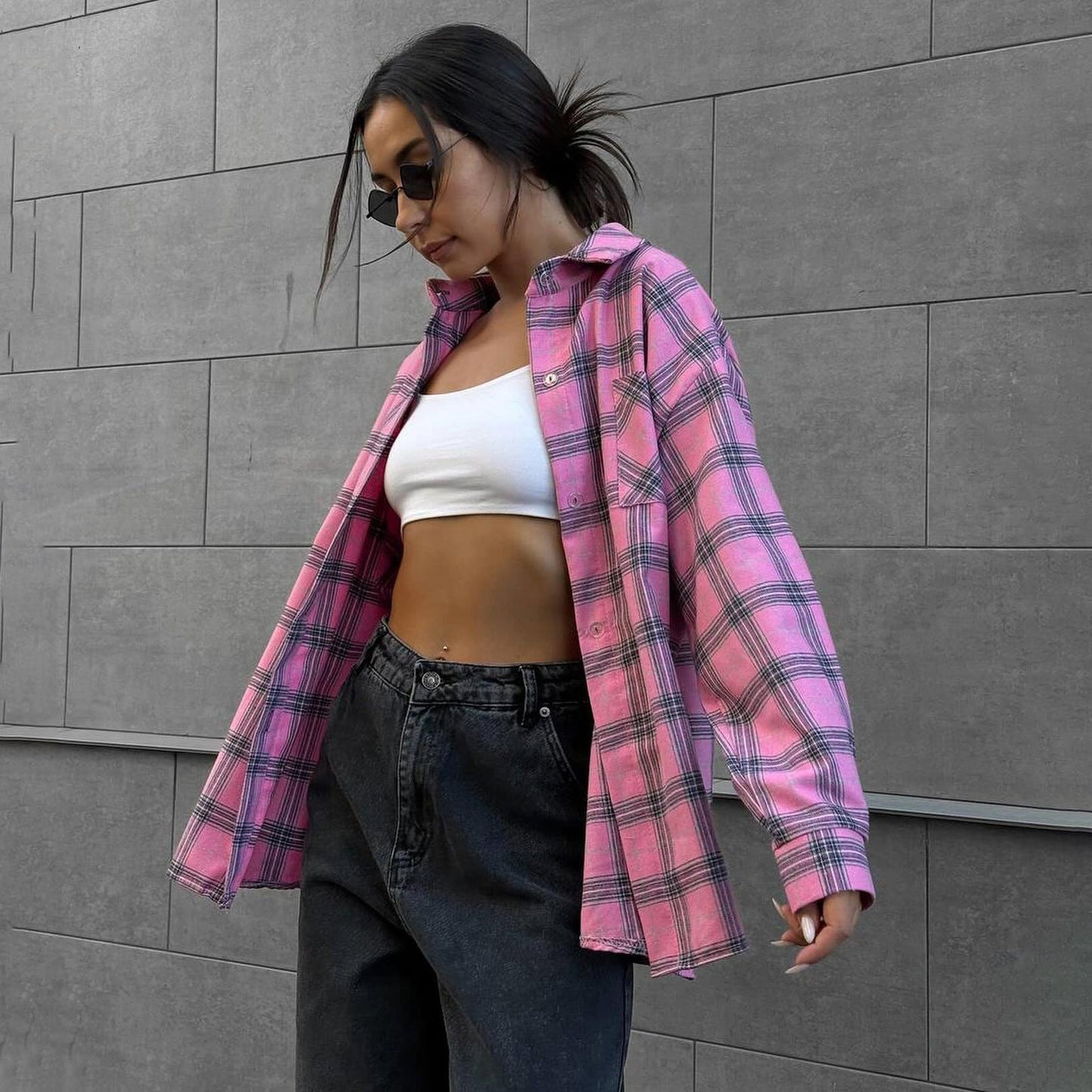 Women's checked shirt in a casual oversized cut NOVAE