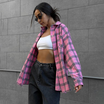 Women's checked shirt in a casual oversized cut NOVAE