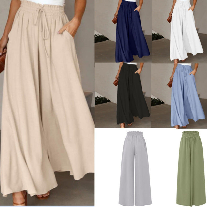 Women's flowing maxi trousers with elasticated waistband and side pockets NOVAE