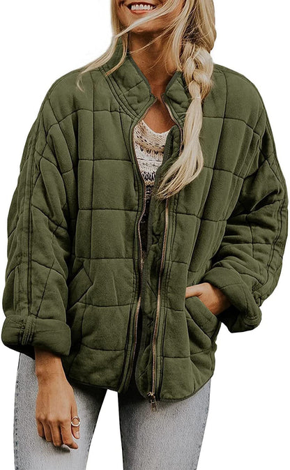 Women's quilted hooded jacket with zipper and pockets NOVAE