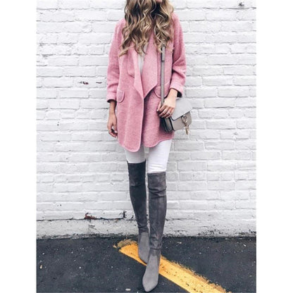 Women's wrap jacket with a fashionable cut and cuddly material NOVAE