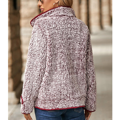 Women's fleece jacket with high collar and cozy texture NOVAE