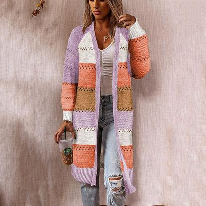 Women's cardigan with colorful pattern and voluminous sleeves NOVAE