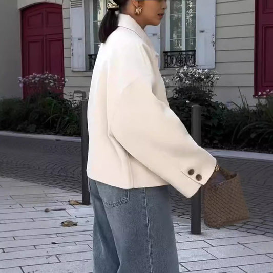 Women's fashionable oversized wool jacket with button details and a wide cut NOVAE