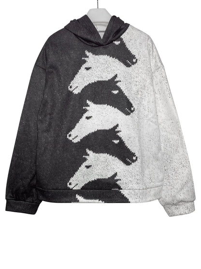 Women's hoodie with creative horse pattern and comfortable fit NOVAE