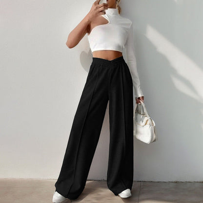Women's wide-leg leisure trousers with elasticated waistband NOVAE