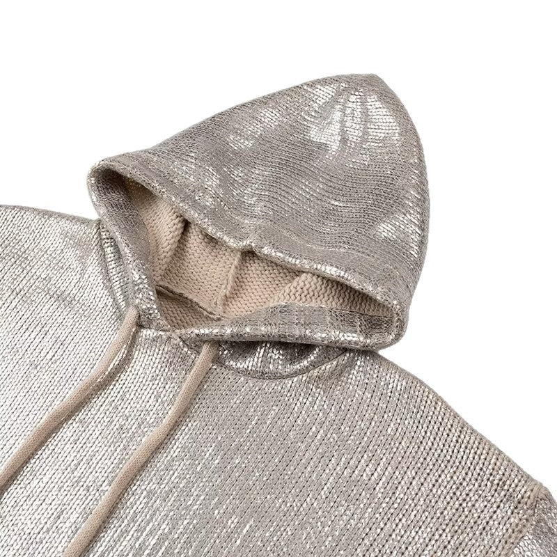 Women's fashionable glitter hoodie with kangaroo pocket and elastic waistband NOVAE