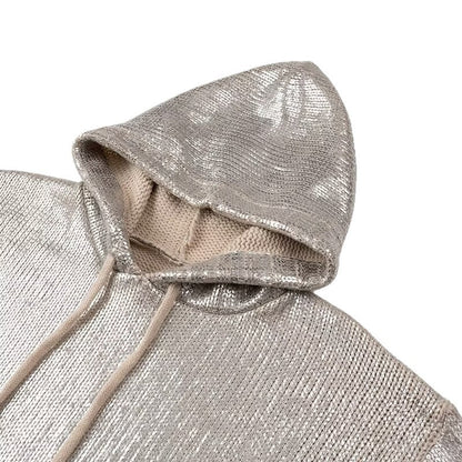 Women's fashionable glitter hoodie with kangaroo pocket and elastic waistband NOVAE