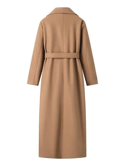 Women's trench coat with fashionable waistline and double-buttoned front NOVAE