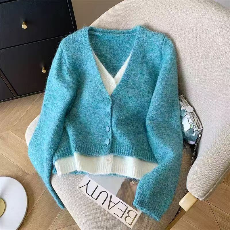 Women's fashionable cardigan with elegant V-neck and button details NOVAE