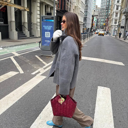 Women's fashionable oversized jacket made from a high-quality wool blend NOVAE