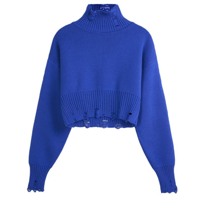Women's trendy cropped pullover with modern ribbed design and playful details NOVAE