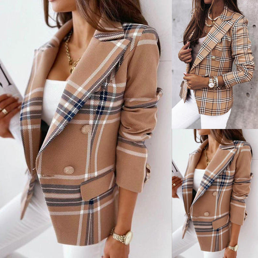 Women's checked blazer with an elegant cut and high-quality button details NOVAE