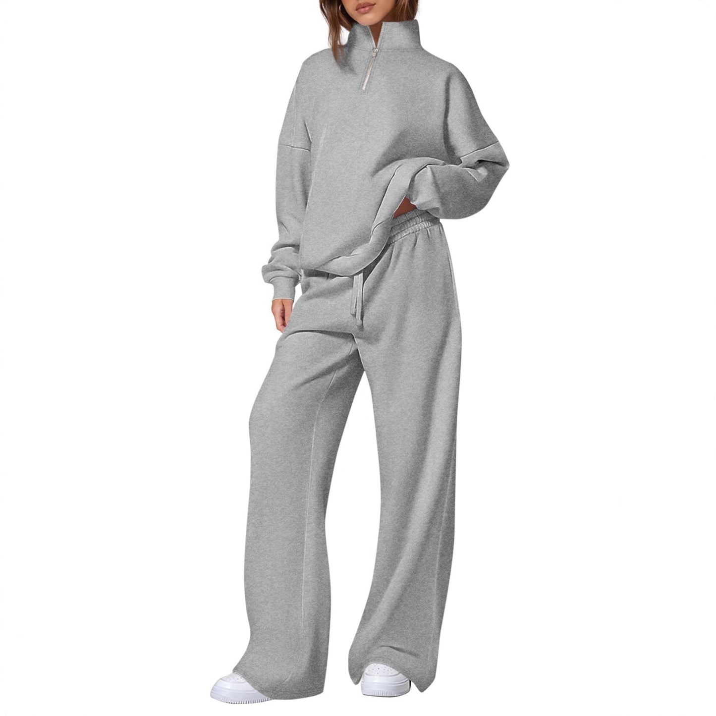 Women's casual sweatpants set with stand-up collar and zipper NOVAE