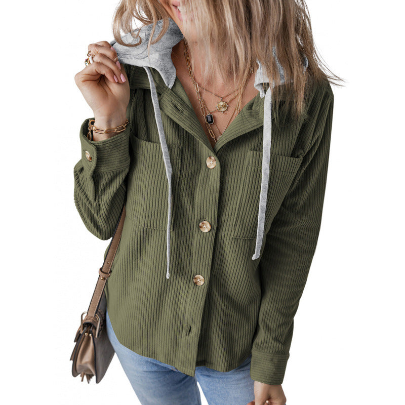 Women's casual shirt jacket with hood and side pockets NOVAE