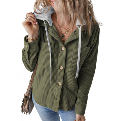 Women's casual shirt jacket with hood and side pockets NOVAE