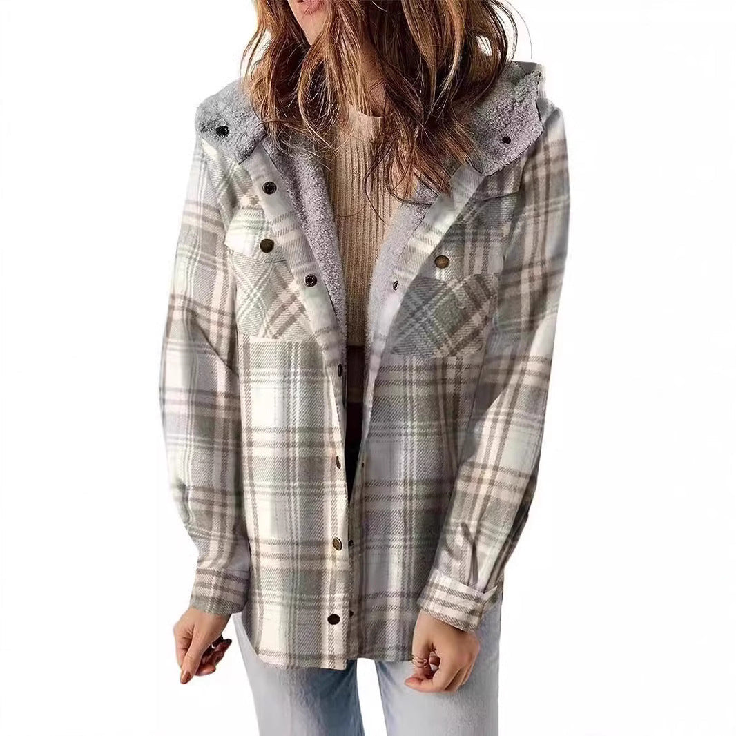Women's checked flannel jacket with cozy lining NOVAE