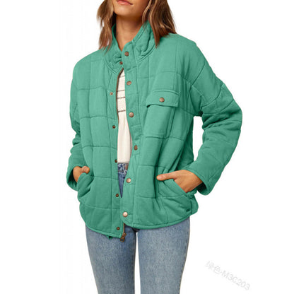 Women's quilted jacket with decorative button NOVAE