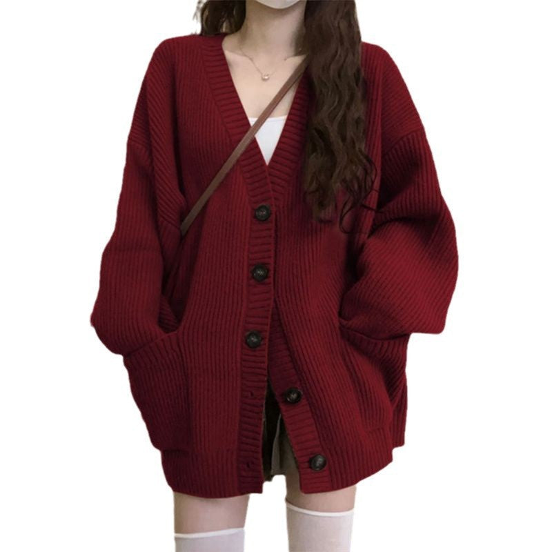 Women's chunky knit cardigan with large pockets and button details NOVAE