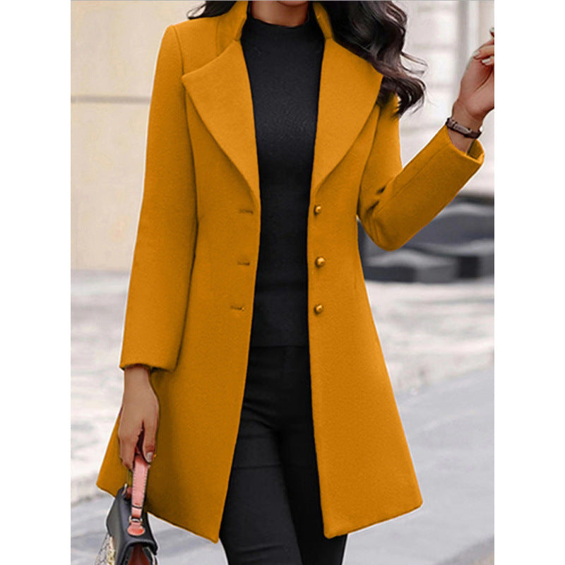 Women's elegant wool coat with a structured fit and double-button closure design NOVAE