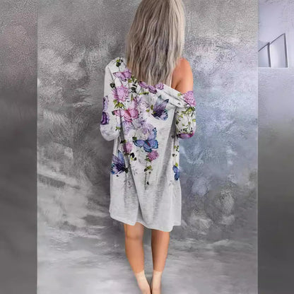 Women's longer blouse jacket with floral pattern NOVAE